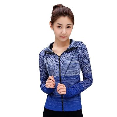 China Hooded Sports Yoga Tops Suit Front Zip Top Yoga Fitness Jacket Slim Zipper Fitness Jacket Viable Women's Sports Jacket for sale