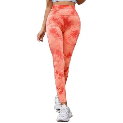 China Breathable Black Tie Dyed Running Tight Quick Dry Printed Pants Capris Blue Printed Yoga Leggings Butt Crac! crack! seamless gaiters for sale