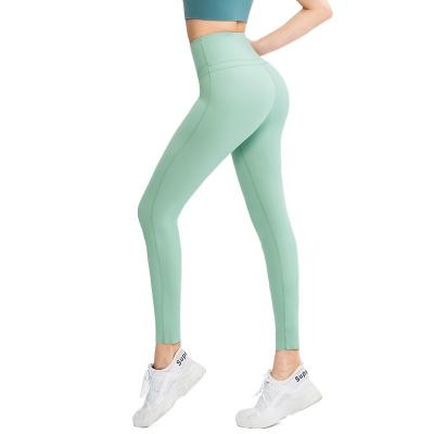 China New Naked Sweat-Wicking Yoga Pants Without Awkward Lines Elastic High-waisted Fitness Pants Yoga Wear Woman Tight Hip Sweatpants for sale