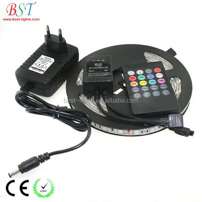 China PCB+LED Music Sound Activated 5M 5050 RGB 300LEDs Waterproof Flexible RGB Led Strip Light Kit With 20 Main Music Controller 12V Power for sale