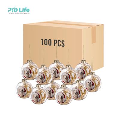 China Custom DIY Sublimation Photo PYD Life Wholesale 100 PCS Blanks Ornaments Christmas Ball for sale