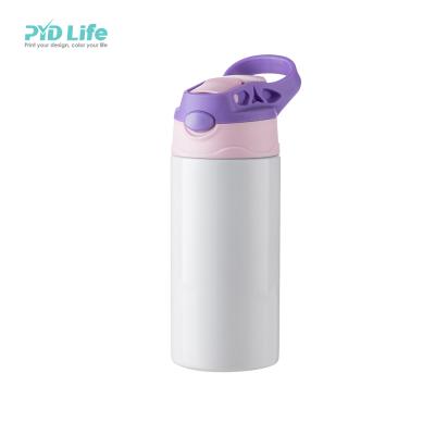 China Newest PYD Lifetime Sublimation White RTS Stainless Steel Sublimation 12oz Kids Water Bottles With Autospout Lid for sale