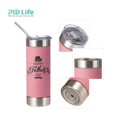 China PYD Viable Life 600ml 20oz Bulk Lean Tumbler Cups Leather Sleeve Laser Logo Stainless Steel Double Wall for sale