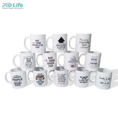 China Wholesale Custom Logo Printed Coffee Travel Sublimation Mug Viable Life Quality PYD Mugs 11oz Ceramic White Mugs With Custom Logo for sale