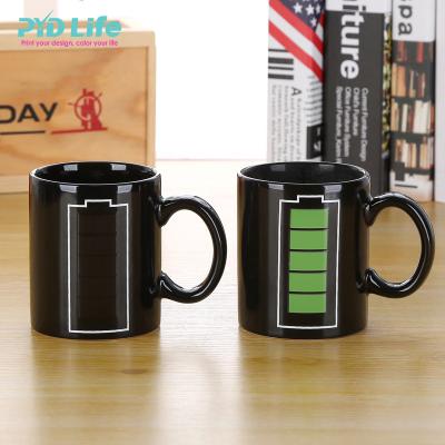 China Wholesale Sublimation Viable Funny Black Ceramic Custom Magic Color Changing Mug Coffee Milk Tea Battery 11oz Mug for sale