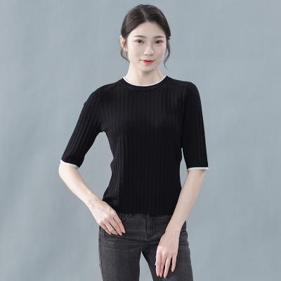 China 2021 Round Loose Neck Sleeve Woolen Sweater 2021 Solid Color Sweater Middle-Wrapped Spring Half-Wrapped Top New for sale