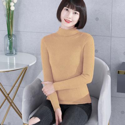 China Anti-wrinkle high neck wool half bottoming shirt with pullover sweater 2021 autumn slim long sleeve top women knit sweater for sale