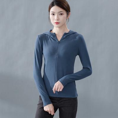 China Anti-wrinkle yoga clothes loose blouse hooded quick-drying women's fitness running fashion breathable loose sports jacket for sale