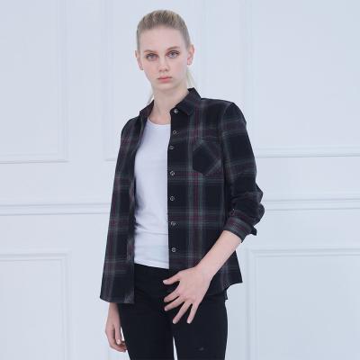 China Fengji 2021 New Spring Plaid Long Sleeve Shirt Coat Korean Shirt Women's Cotton Loose Square Collar Anti-Shrink Large for sale