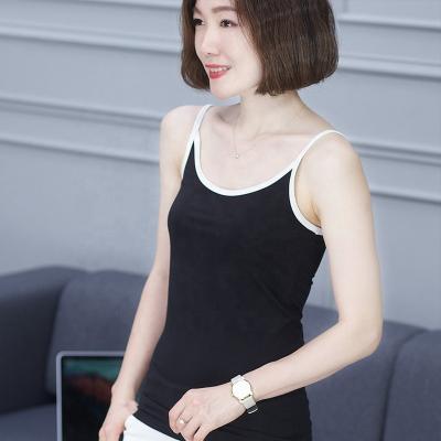 China Fengji Breathable Small Halter Vest For Women Summer Wear 2021 New Slim Bodice Black With Solid Color Sleeveless Camisole for sale