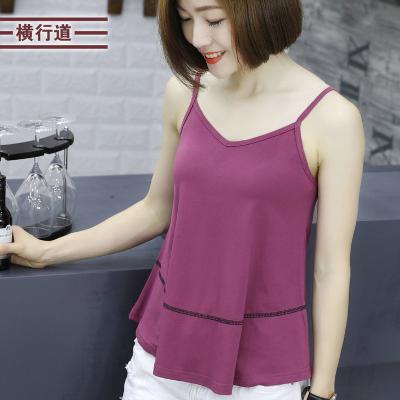 China 2021 Summer Women Top Solid Color Ruffled Camisole Loose Outer Wear Breathable Sleeveless Women V-neck Bottoming Shirt for sale