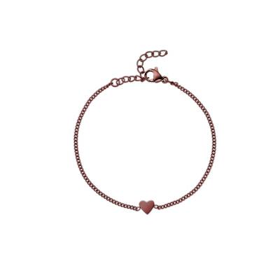 China TRENDY Cute Coffee Rose Gold Stainless Steel Small Gold Silver Heart Bracelet as valentines gift for sale