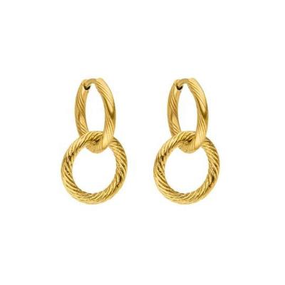 China TRENDY Bohemian Stainless Steel Spiral Ring KII ELUA Double EARRINGS For Women Fashion Lady Christmas Gift IN STOCK for sale