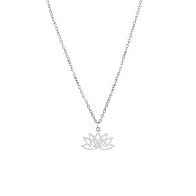 China FASHIONABLE High Quality Stainless Steel Lotus Flower Link Chain Necklace for sale