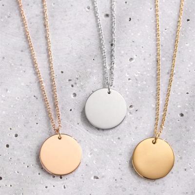 China CLASSIC Drop Shipping 20mm Plain Round Coin Necklace Stainless Steel Personalized Custom Jewelry Can Carving Logo Name for sale