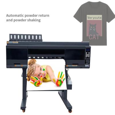 China T-shirt printing hot sales 60cm width dtf printer four i3200 printhead with powder shaker for T-shirt printing for sale