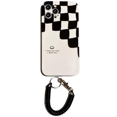 China high quality Anti-drop cell phone case for phone 8/7plus/8plus/11/11pro/11pro max with lattice spring arming cord for sale