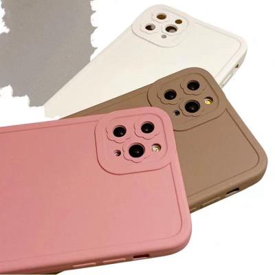 China Anti-fall Straight Edges Soft Liquid Tpu Silicone Rubber Mobile Phone Case For Phone 12/12pro/12pro max/13/13pro for sale