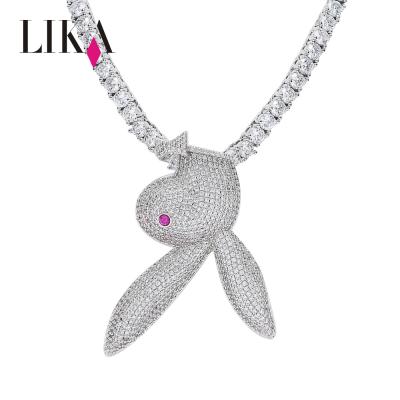 China LIKA Hip Hop Zirconia Rabbit Man Hip Hop Rabbit Eye Jewelry Sets Solid Pendant Slightly Inlaid Red Necklace for sale