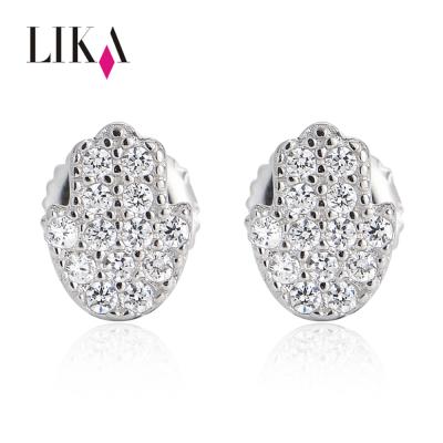 China S925 Sterling Silver Earrings LIKA Hot Sell Men Chunky Zircon Stud 925 Sterling Round Stud Earrings for sale