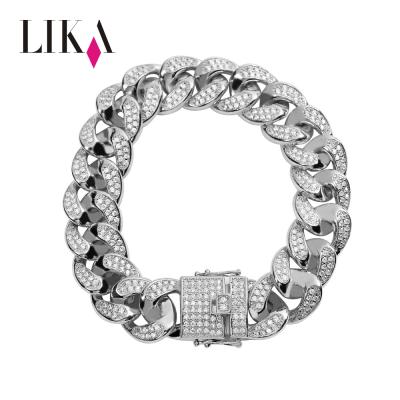 China Lika New style cuban style bracelet high quality copper cuban bracelet earrings crystal charing gold plated for sale