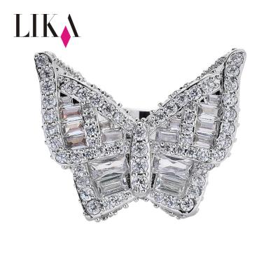 China Butterfly Ring Street Exaggerated Men's Hiphop Ring New Style Miniature Zircon Men's and Women's and Women's Hiphop Ring for sale