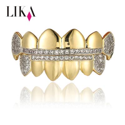 China LIKA HipHop Teeth Decoration Top Casual/Sport Braces for Teeth Plates Cruz Diamonds Teeth Veneers Cut for Top and Bottom Grills for sale