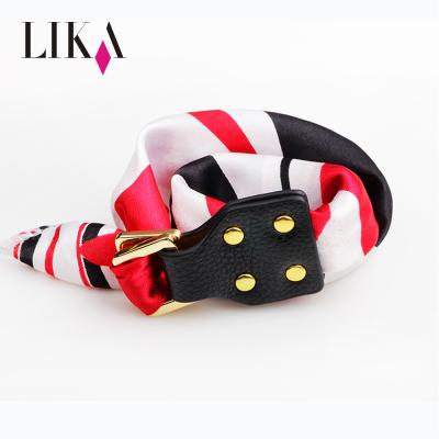 China LIKA Womens Colorful Scarves Shape Metal Clasp Bracelet Silk Ribbon Bracelet for sale