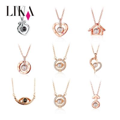 China LIKA Woman New Designs Gold 100 languages ​​necklace I love you 100 languages ​​pendant necklace for sale