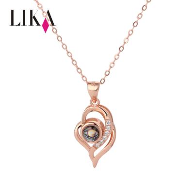 China Lika Anniversary Jewelry Pure Zircon Projection S925 100 Languages ​​I Love You Women Initial Necklace for sale