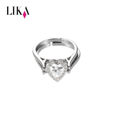 China Lady's Separable Zircon Crystal Diamond Heart Shape Finger Ear Ring Lady's Separable Zircon Crystal Diamond Heart Shape Finger Ring for sale