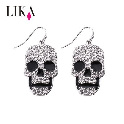 China Zircon Punk Skull Hallowmas Metal Earring LIKA European And American Wacky Style Main Earrings For All Saints Day for sale