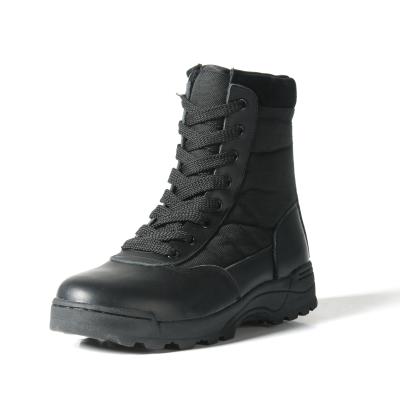 China Comfortable military tactical boots with 7-10.5 leather upper black for sale