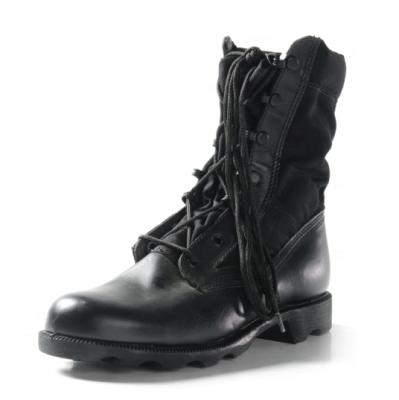 China Mid Calf Steel Toe Military Training Leather Boots Black Genuine for sale