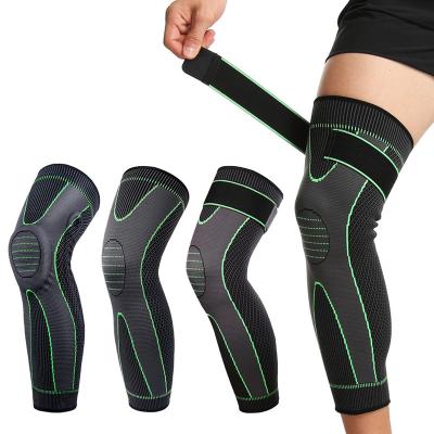 China Custom Logo Adjustable Length Knee Brace Support Calf Sleeve Compression Leg Sports Knee Pads Full Sheath For Basketball for sale