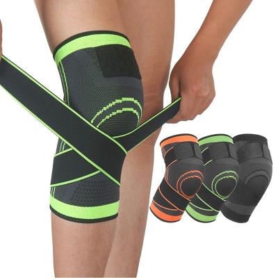 China Cheap Price Elastic Compression Sleeve Sports Knee Pads Powerlifting Adjustable Elastic Knee Brace Support With Belt for sale