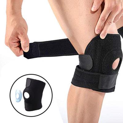 China Comfortable Neoprene Protector Stabilizing Brace Knee Patella Open Knee Wraps Adjustable Strap for Arthritis, Sports, Meniscus Tear for sale