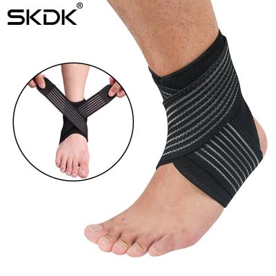 China Sports Adjustable Breathable Safety Compression Elasticity Compression Ankle Brace Wraps Protector Support Straps Basketball Adjustable Elastic Ankle Brace for sale