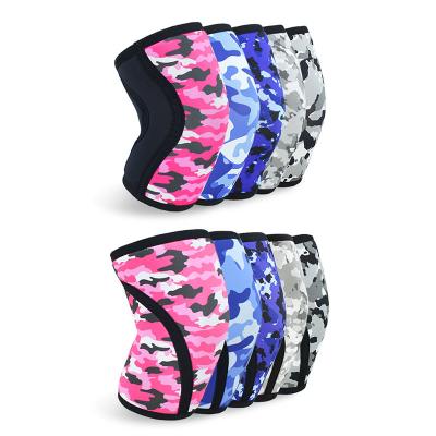 China Custom Gym Weightlifting Compression Sleeve Neoprene Compression Logo 7mm Crossfit Knee Pads Training Support for sale