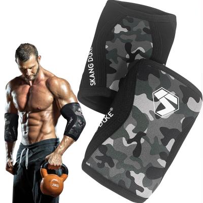 China Breathable Customized 7mm Neoprene Weightlifting Crossfit Powerlifting Elbow Brace Compression Support Sleeve for sale