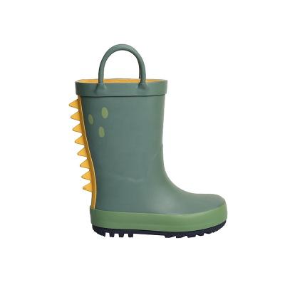 China Fashion Trend Custom Green Dinosaur Kids Rain Boots Rain Boots For Children Portable Anti Slip Kids Rain Boots Soft Water Shoes for sale