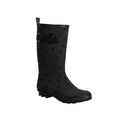 China Custom black dot fashion trend wave rain boots women rubber soft ladies rain boots waterproof shoes for sale