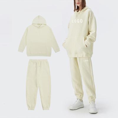 China New Design Anti-Wrinkle Fashion Solid Color Loose Jogging Women's White Suits Pure Cotton Women's Casual Sports Plus Size Sweat Suits for sale