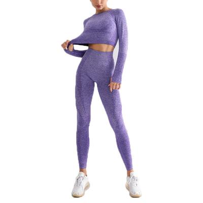 China 2021 Breathable Gym Fitness Set Seamless Long Sleeve Butt Yoga Leggings Crac! crack! gym pants sets women yoga set for sale