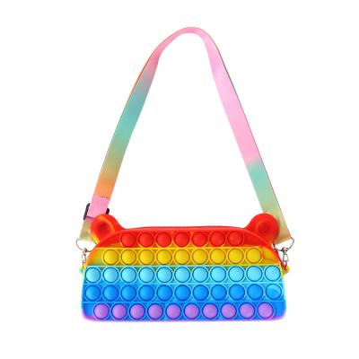 China Bubble Push Itunicorn Strawberry Unicorn Handyhull Amazon Rainbow Silicone Jumper Sensory Shoulder Bag Hottest Pencil Case Effort anti for sale