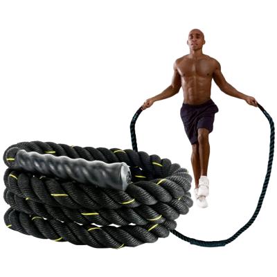 China Custom Fitness Rope Gym Polyester Logo Workout Exercise Battle Rope Durable Strand Twisted Heavy Jump Rope for sale