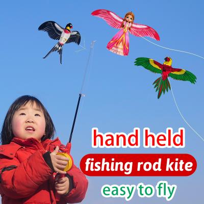 China New Product Handheld PE Fishing Rod Children's Exhibition Mini Swallow Easy Fly Mini Patang Special Handmade Kite Breeze for sale