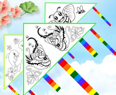 China New product diy kite nylon set children's color blank doodle drawing hand drawn kite for sale