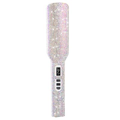 China Rhinestone Design Crystal Diamond Nano-titanium Coating Dish MCH Warm Up 2 in 1 Hair Straightener and Curler for sale