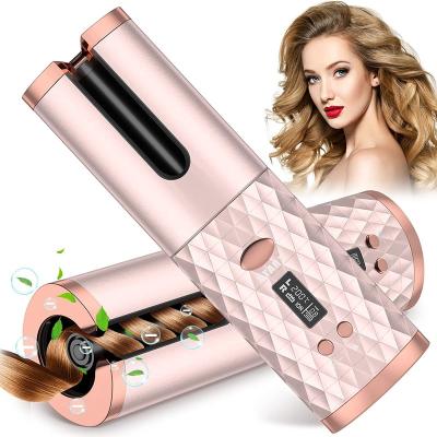 China Ceramic Auto Radio Safety Curling Barrel Wave Hair Curling Iron, Rechargeable Wand Fast Heating Curling Styling Tools for sale